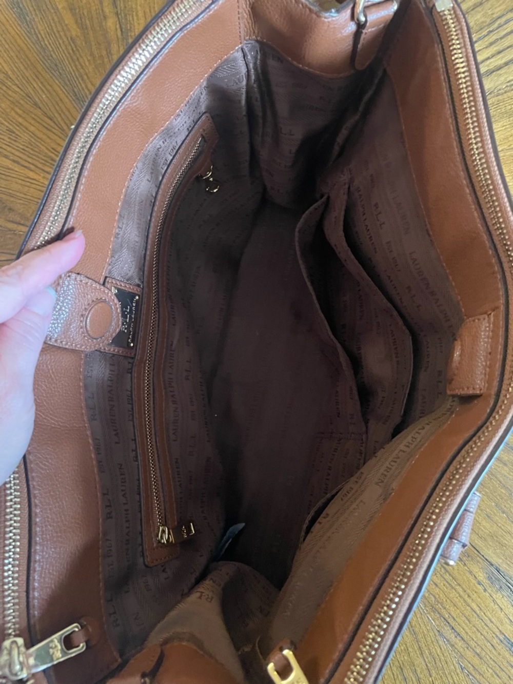 Ralph Lauren Cognac Leather Satchel with Gold Hardware - Picture 7 of 16